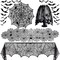 5 Pieces Halloween Decorations Indoor Halloween Decor Black Lace Table Runner Fireplace Mantel Scarf Round Tablecloth Cobweb Lampshade with 32 Pcs 3D Bat Wall Stickers